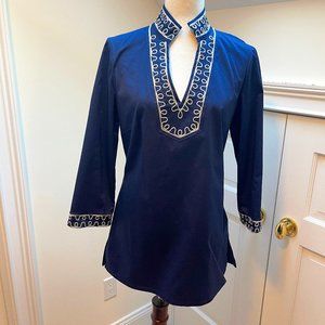 Sail to Sable STS Navy Blue Cotton Stretch Tunic Top - Sz. S